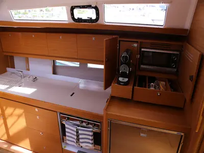 Galley of Sea Hawk, a Dufour 460 Grand Large sailboat at Grad Kaštela, Croatia