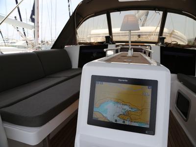 Deck of Sea Hawk, a Dufour 460 Grand Large sailboat at Grad Kaštela, Croatia