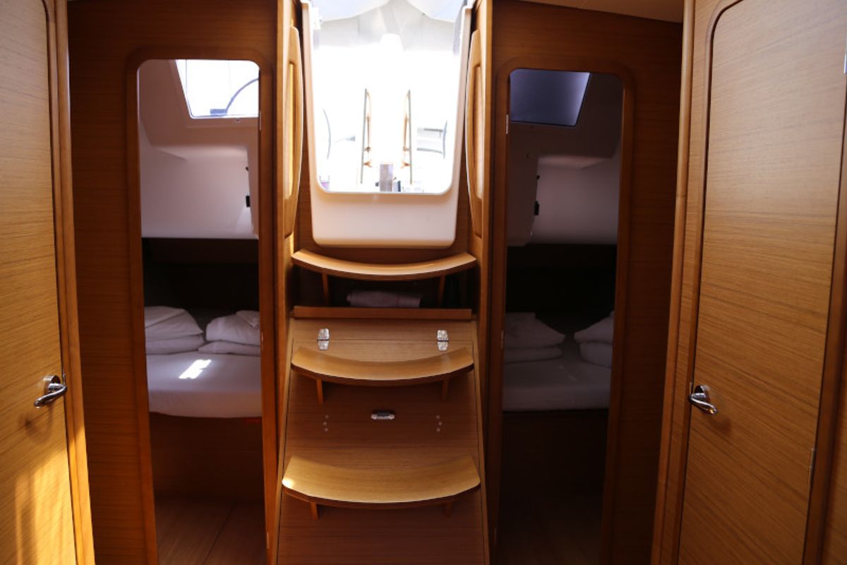 Salon of Sea Hawk, a Dufour 460 Grand Large sailboat at Grad Kaštela, Croatia