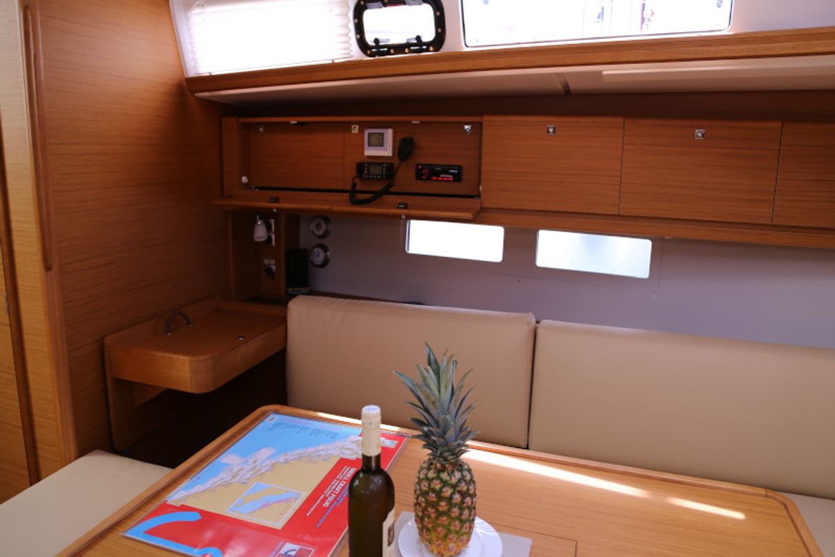 Salon of Sea Hawk, a Dufour 460 Grand Large sailboat at Grad Kaštela, Croatia