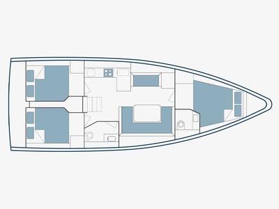 Floor plan of Jenny K, a Bavaria C42 sailboat at Municipal Unit of Lefkada, Greece
