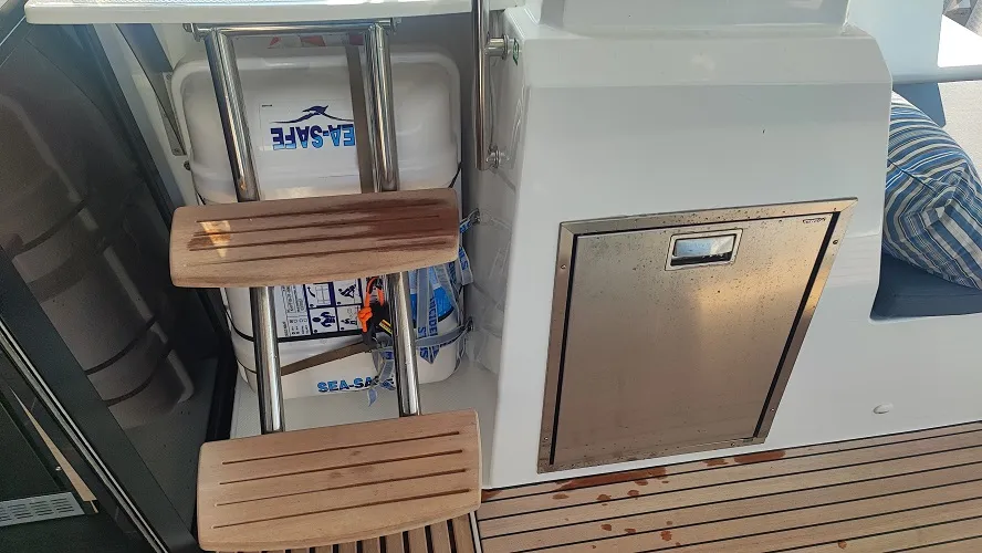 Deck of Lalom, a Fountaine Pajot Elba 45 catamaran at Fethiye, Turkey