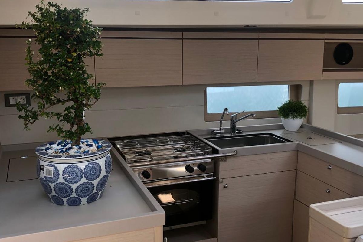 Galley of DEMILIA STAR, a Beneteau Oceanis 51.1 sailboat at Athens, Greece