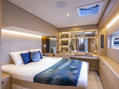 Cabin on LADY M, a Lagoon 60 catamaran at Athens, Greece