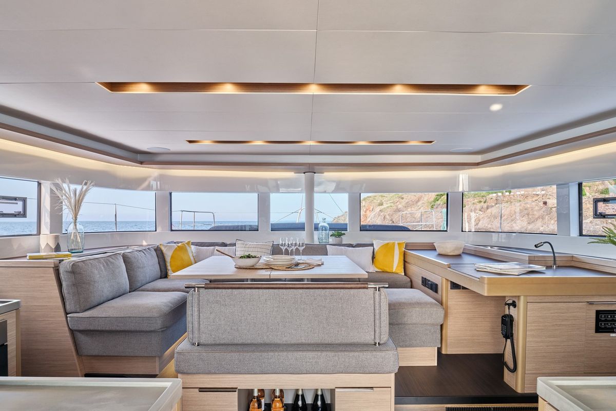 Salon of ELOYA RAY, a Lagoon 51 catamaran at Municipal Unit of Kranidi, Greece