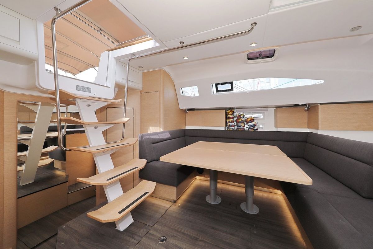 Salon of Abena, a Elan Impression 50 sailboat at Grad Biograd na Moru, Croatia