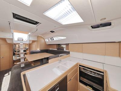 Galley of Abena, a Elan Impression 50 sailboat at Grad Biograd na Moru, Croatia