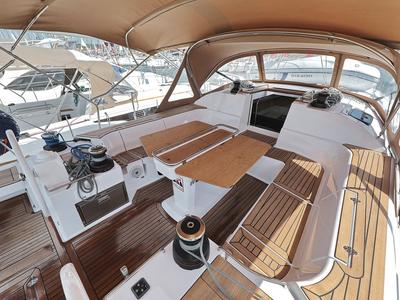 Deck of Abena, a Elan Impression 50 sailboat at Grad Biograd na Moru, Croatia