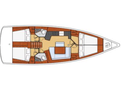 Floor plan of Alboran Gin Tonic, a Beneteau Oceanis 45 sailboat at Elephant Butte Estates, United States