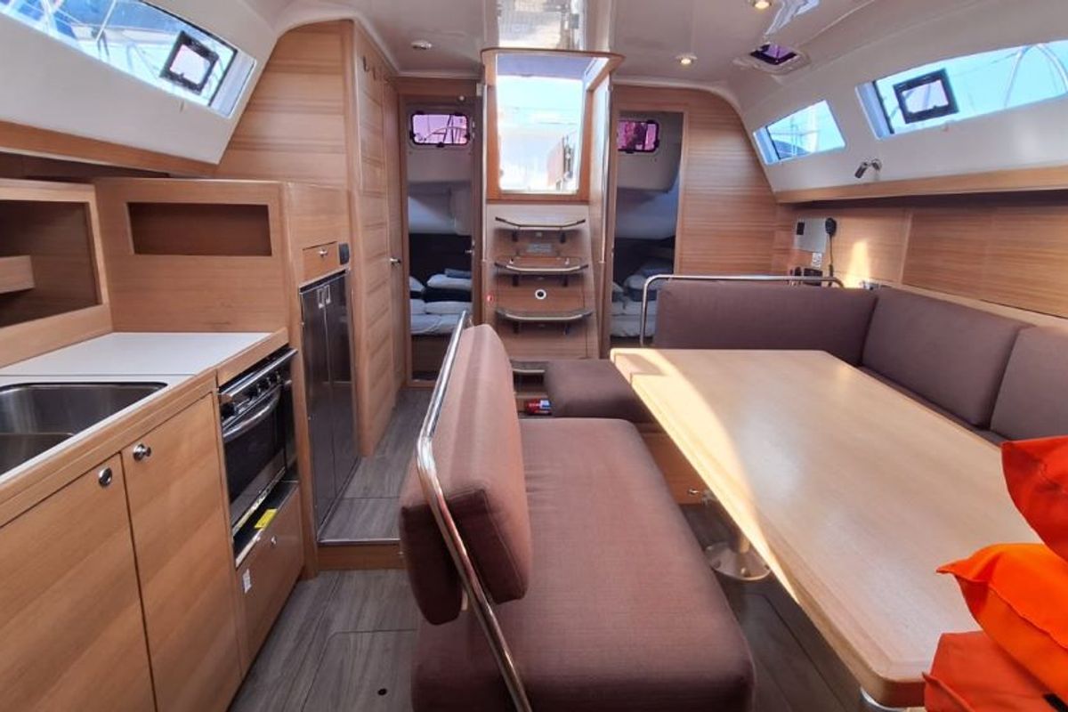 Galley of Flamingo, a Elan Impression 45.1 sailboat at Grad Šibenik, Croatia