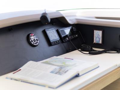Cockpit of ZIZI, a Bali 4.1 catamaran at Preveza, Greece