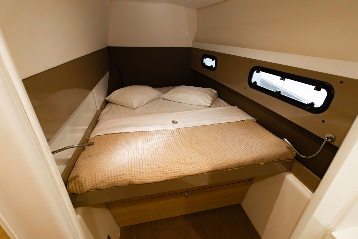 Cabin on ZIZI, a Bali 4.1 catamaran at Preveza, Greece
