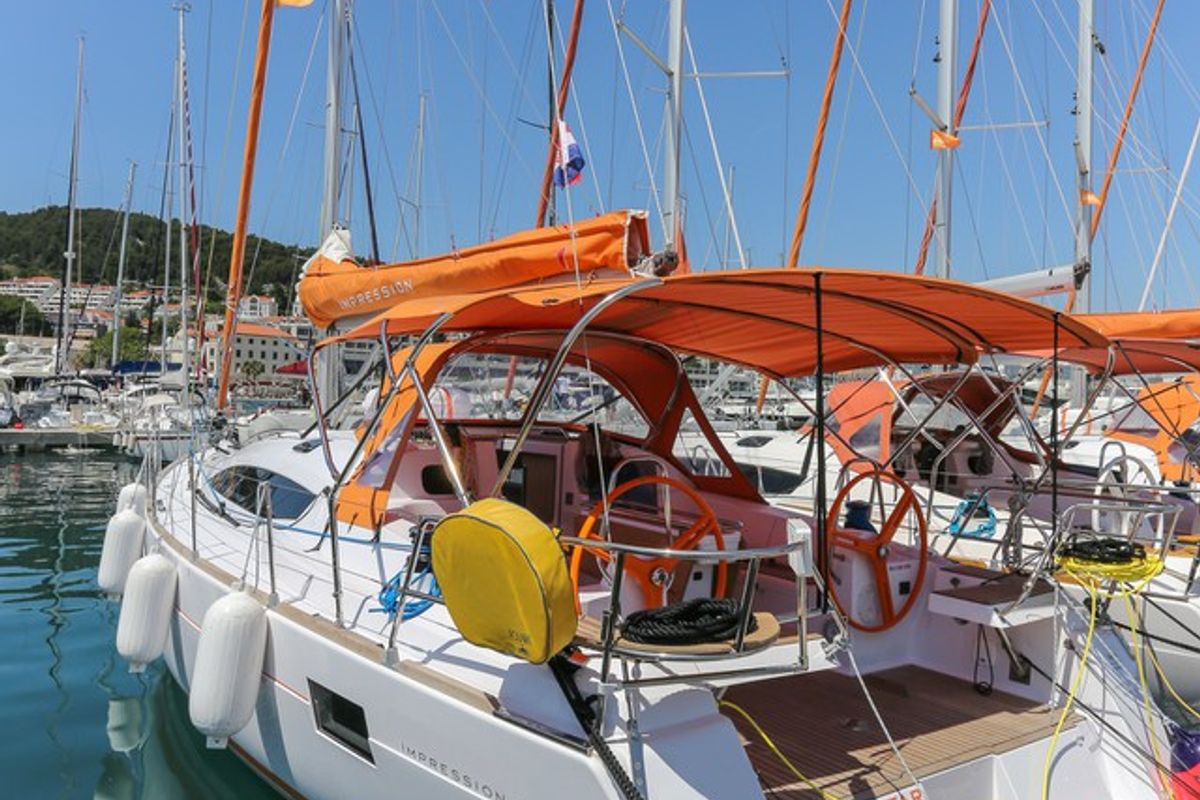 Exterior view of Star, a Elan Impression 45 sailboat at Split, Croatia