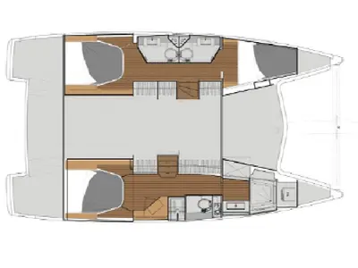 Floor plan of LAGRADO II, a Fountaine Pajot Lucia 40 catamaran at Port de Bormes-les-Mimosas, France