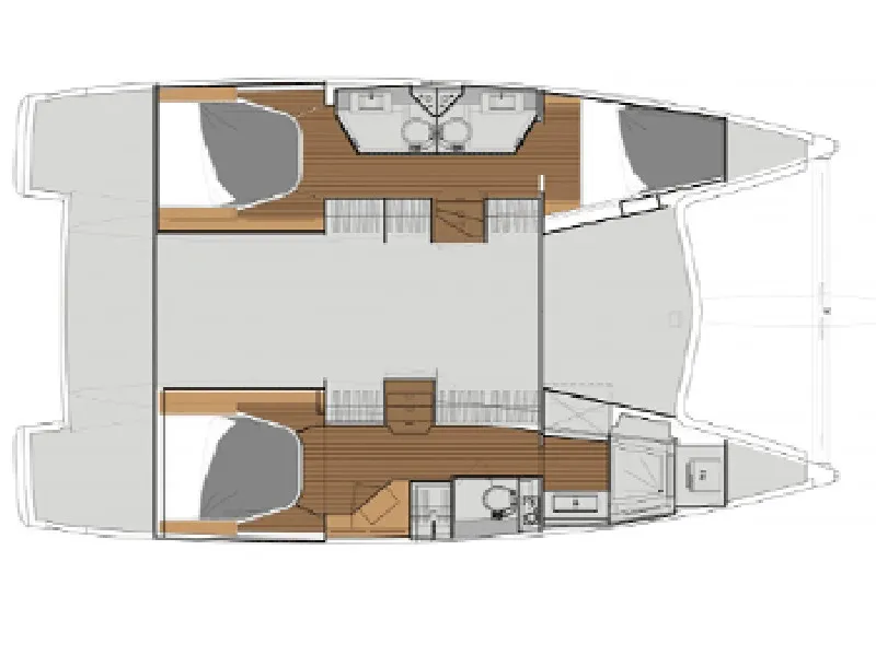 Floor plan of LAGRADO II, a Fountaine Pajot Lucia 40 catamaran at Port de Bormes-les-Mimosas, France