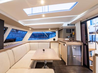 Salon of Rih, a Fountaine Pajot Isla 40 catamaran at Municipal Unit of Lefkada, Greece