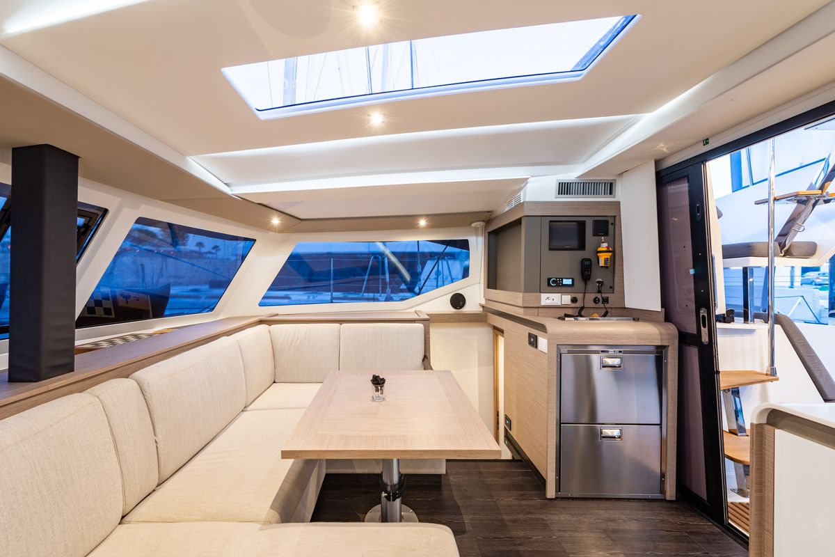 Salon of Rih, a Fountaine Pajot Isla 40 catamaran at Municipal Unit of Lefkada, Greece