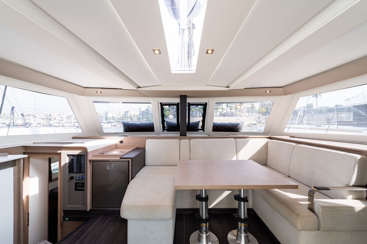 Salon of Rih, a Fountaine Pajot Isla 40 catamaran at Municipal Unit of Lefkada, Greece
