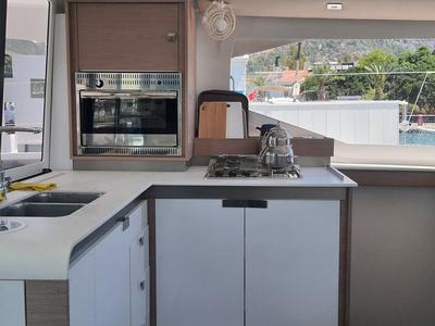 Galley of Arven, a Fountaine Pajot Isla 40 catamaran at Marmaris, Turkey