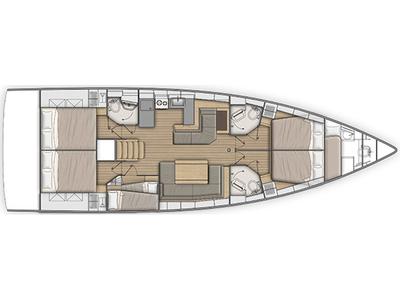 Floor plan of Why Not, a Beneteau Oceanis 51.1 sailboat at Salerno, Italy