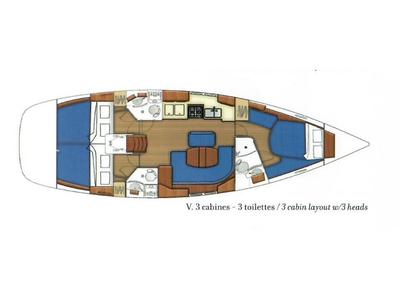 Floor plan of Premium, a Beneteau Oceanis 423 sailboat at Harstad, Norway