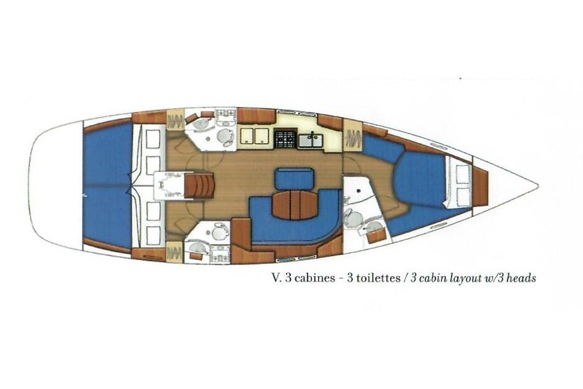 Floor plan of Premium, a Beneteau Oceanis 423 sailboat at Harstad, Norway