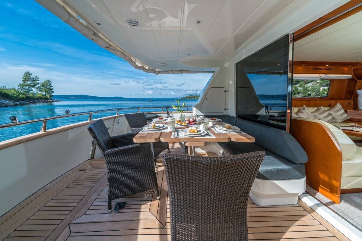 Deck of Jantar, a Maiora - Fipa Group Maiora 20S yacht at Split, Croatia