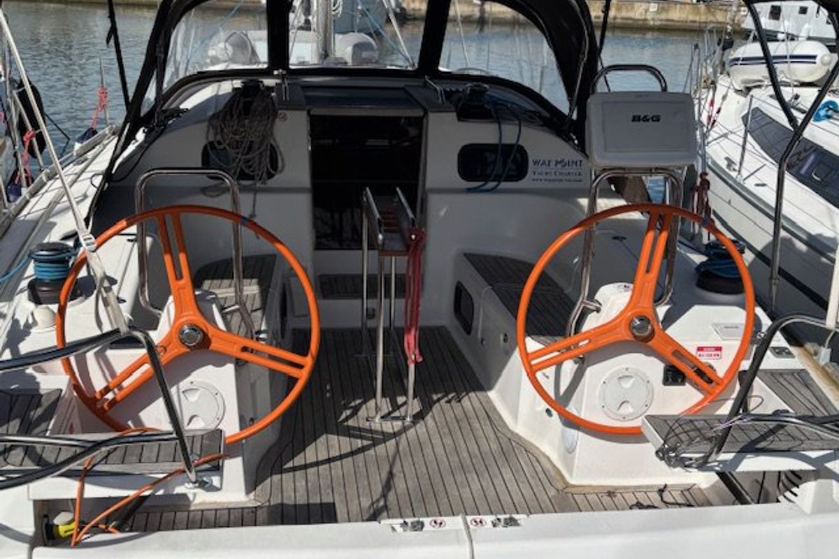 Cockpit of Fides, a Elan Impression 40 sailboat at Grad Pula, Croatia