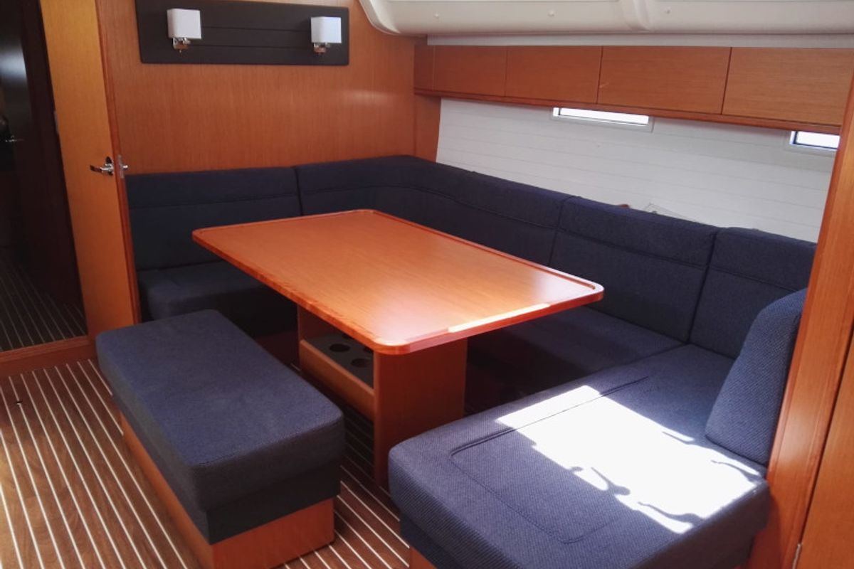 Salon of Nora, a Bavaria Cruiser 51 sailboat at Palermo, Italy