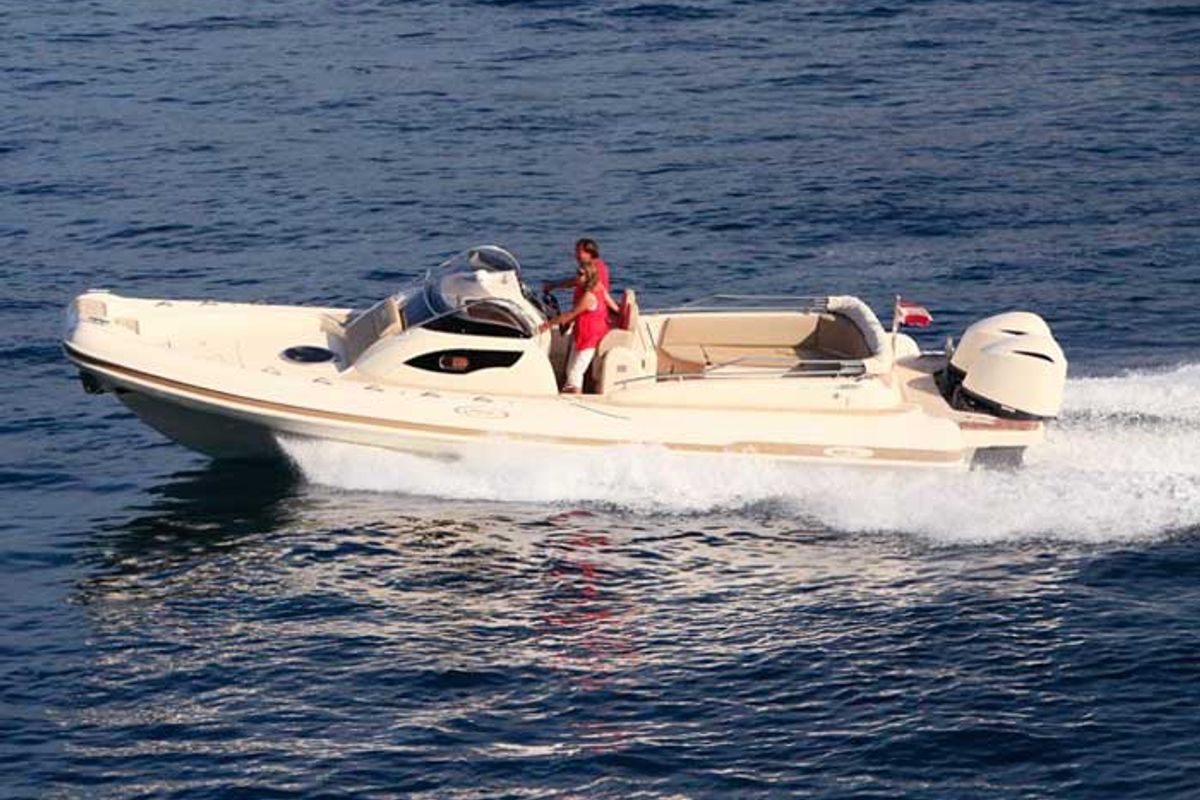 Exterior view of Marco, a MAR-CO e-motion 32 motorboat at Primošten, Croatia