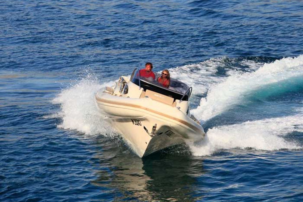 Exterior view of Marco, a MAR-CO e-motion 32 motorboat at Primošten, Croatia