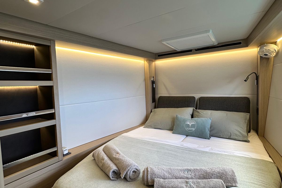 Cabin on Eldamar, a Lagoon 51 catamaran at Grad Trogir, Croatia