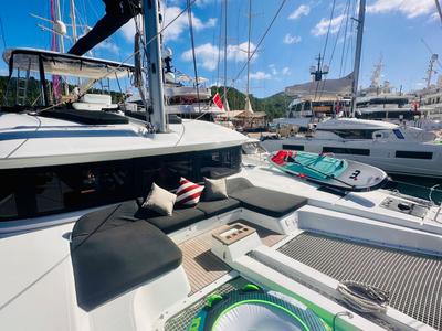 Deck of Eldamar, a Lagoon 51 catamaran at Grad Trogir, Croatia