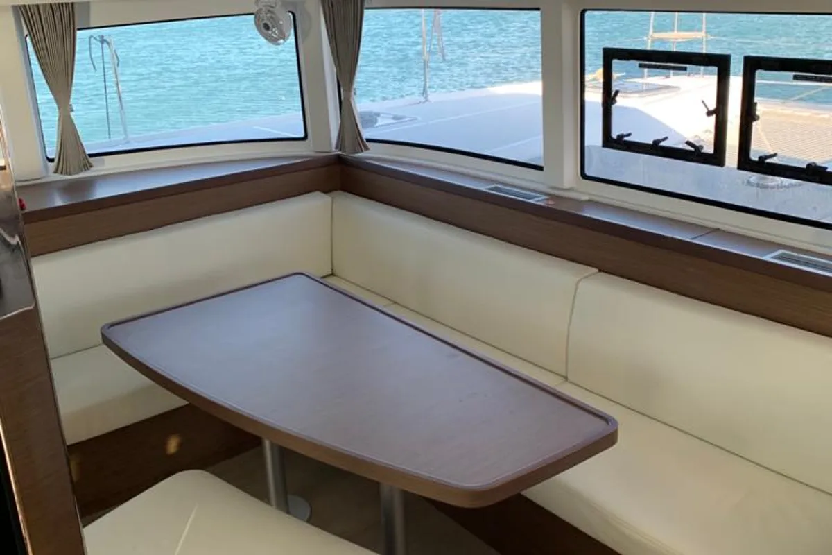 Salon of KARMA, a Lagoon 42 catamaran at Municipal Unit of Lefkada, Greece