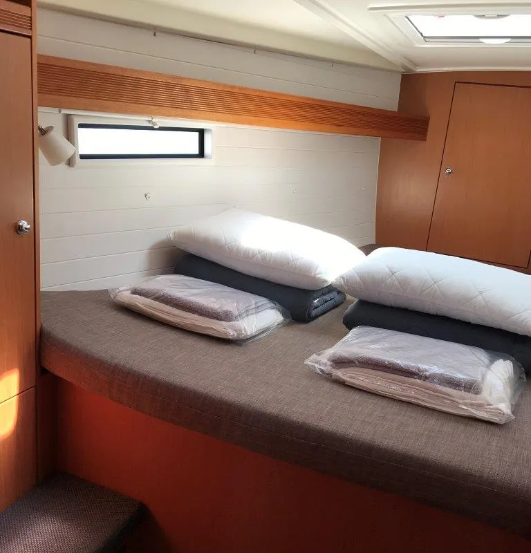 Cabin on Juniper, a Bavaria 50 Cruiser sailboat at Municipal Unit of Lefkada, Greece