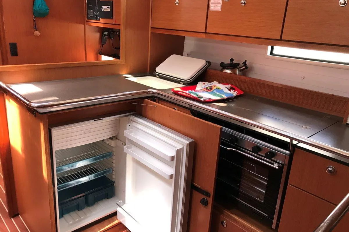 Galley of Juniper, a Bavaria 50 Cruiser sailboat at Municipal Unit of Lefkada, Greece