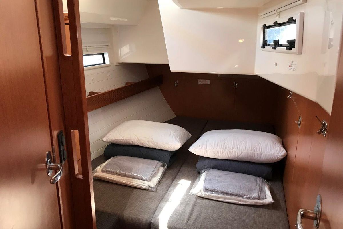 Cabin on Juniper, a Bavaria 50 Cruiser sailboat at Municipal Unit of Lefkada, Greece