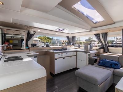 Galley of Gelos, a Fountaine Pajot Elba 45 catamaran at Road Town, British Virgin Islands