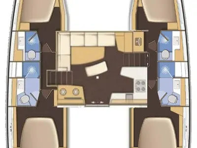 Floor plan of Zourite, a Lagoon 42 catamaran at Seychelles, Mahe, Seychelles