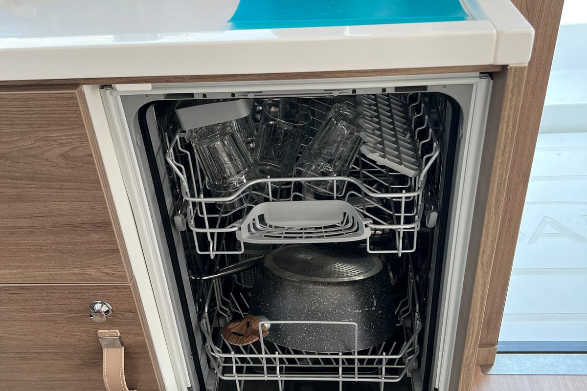 Galley of Star Velvet (A/C, Generator, Water Maker, dishwasher), a Bali 4.6 catamaran at Athens, Greece
