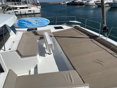 Deck of Star Velvet (A/C, Generator, Water Maker, dishwasher), a Bali 4.6 catamaran at Athens, Greece