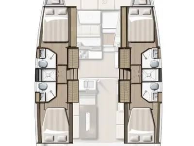 Floor plan of Riviera, a Bali 4.2 catamaran at Athens, Greece