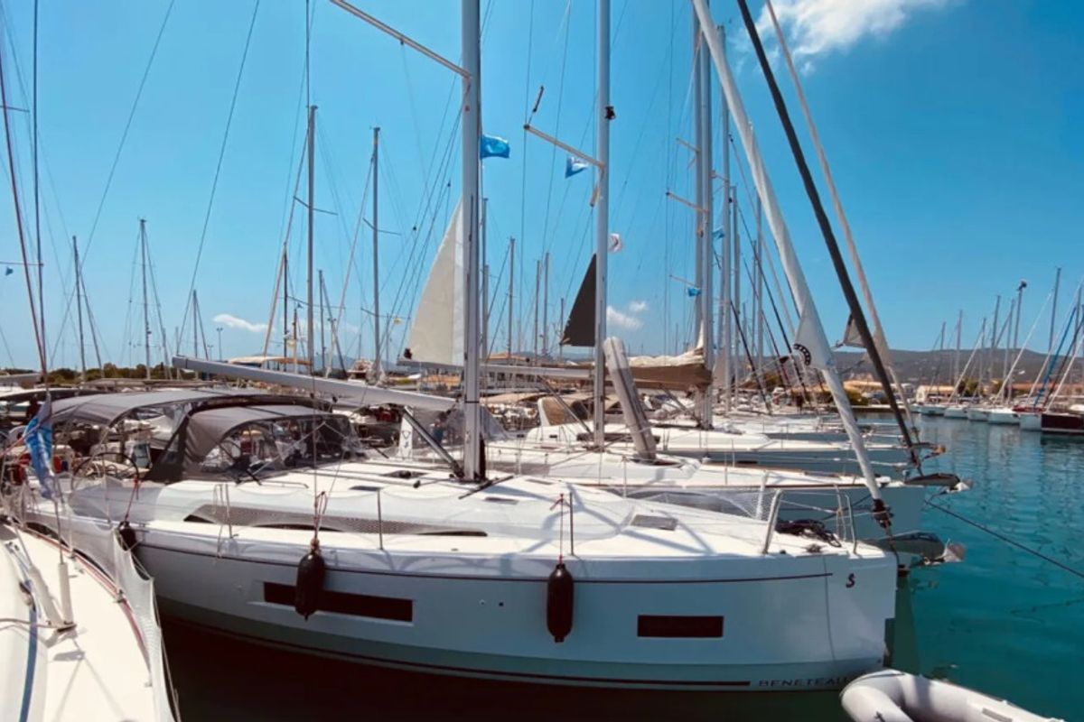 Exterior view of Yello, a Beneteau Oceanis 40.1 sailboat at Municipal Unit of Lefkada, Greece