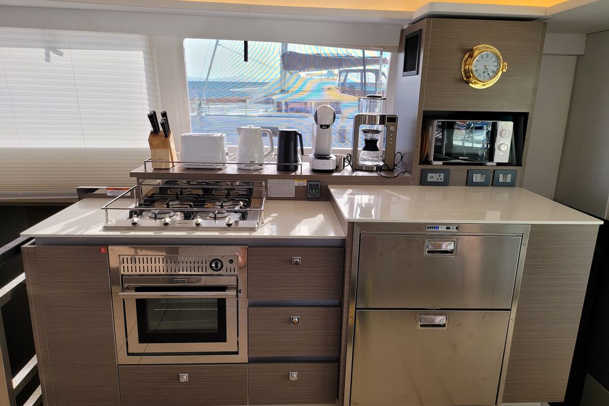 Galley of Trident, a Leopard 50 catamaran at Općina Sukošan, Croatia