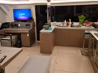 Salon of Trident, a Leopard 50 catamaran at Općina Sukošan, Croatia