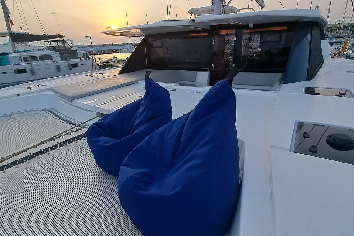 Deck of Trident, a Leopard 50 catamaran at Općina Sukošan, Croatia