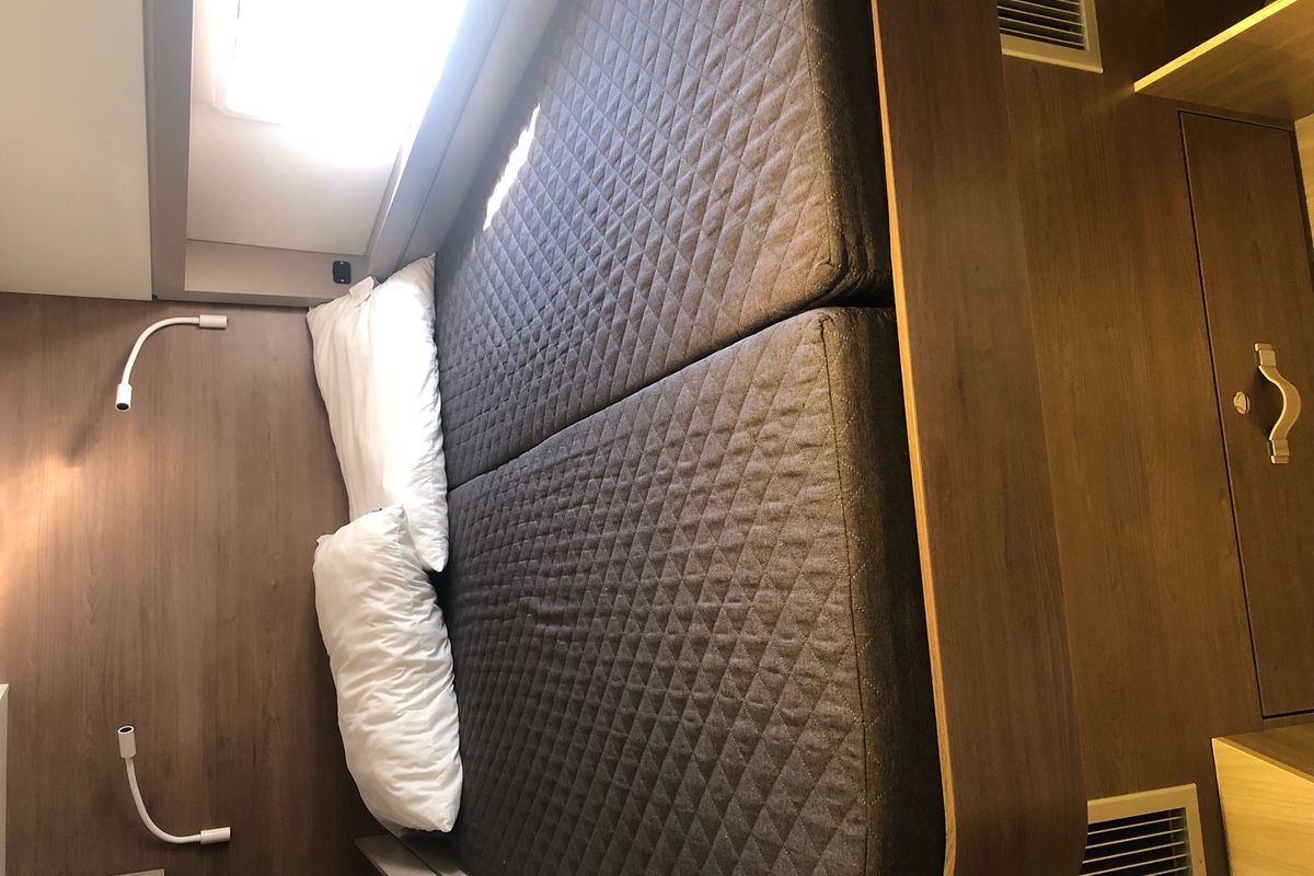 Cabin on KEEP CALM, a Bali 4.4 catamaran at Capo d'Orlando, Italy