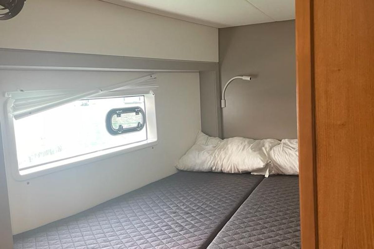 Cabin on KEEP CALM, a Bali 4.4 catamaran at Capo d'Orlando, Italy