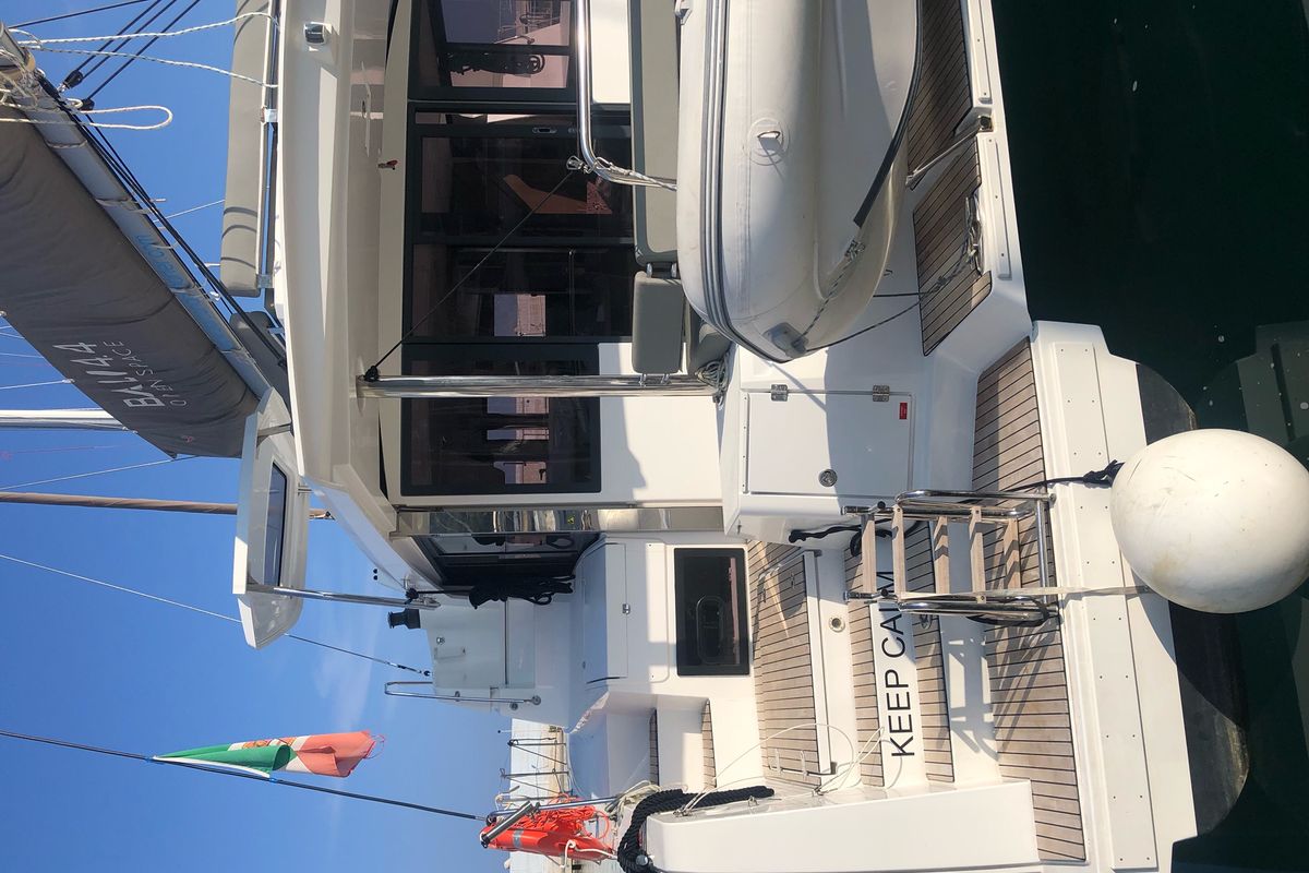 Exterior view of KEEP CALM, a Bali 4.4 catamaran at Capo d'Orlando, Italy