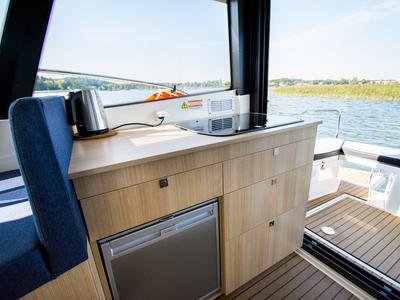 Galley of Balt 918 - 2 cab. SAUNA, a Balt 918 Titanium motorboat at Wilkasy, Poland